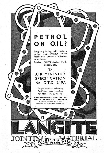 Langite Jointing Material & Gaskets - 1942 Advert                