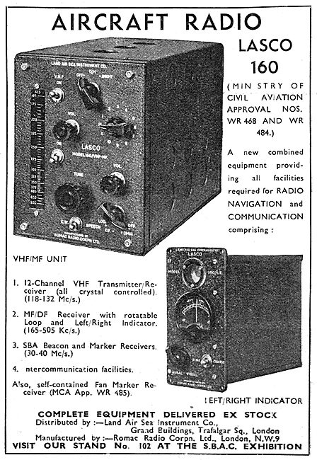 Lasco Aircraft Radios. LASCO 160 VHF/MF                          