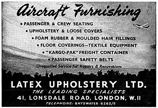 Latex Upholstery Products For Aircraft Interiors 1959            