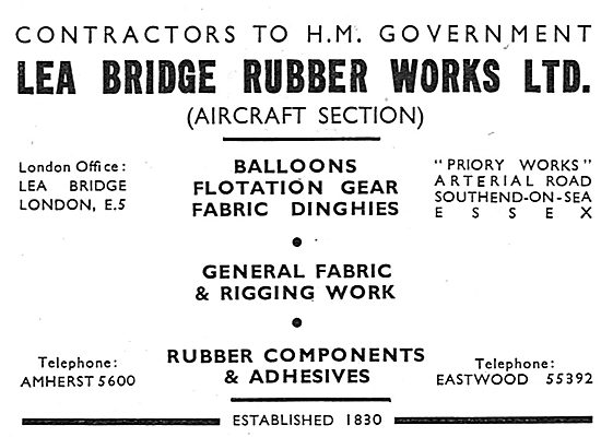 Lea Bridge (Aircraft Section) Rubber: Dinghies & Flotation Gear  