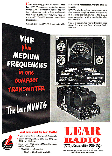 Lear MVHT-6 VHF / MF Radio                                       