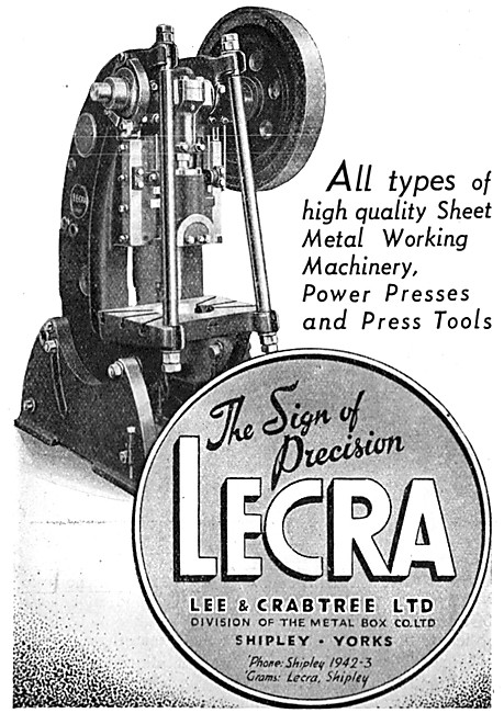 Lee & Crabtree Metal Working Machinery. Power Presses & Tools    