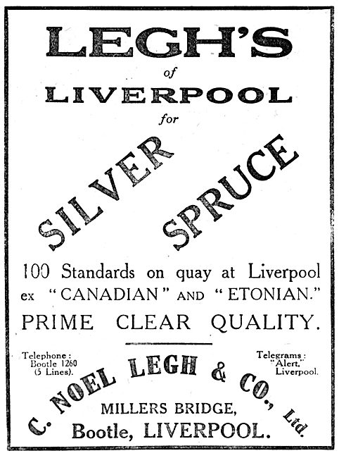C.Noel Legh & Co. Timber Importers. Legh's Of Liverpool          