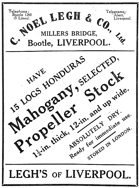 C.Noel Legh & Co. Aircraft Timber Importers & Stockists          