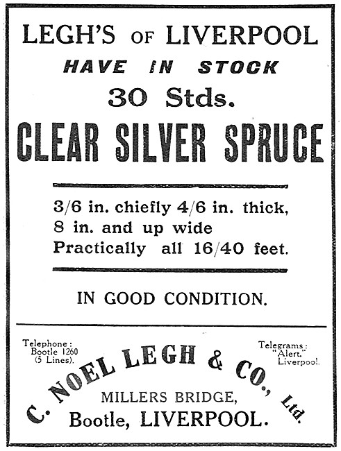 C.Noel Legh & Co. Aircraft Timber Importers & Stockists          