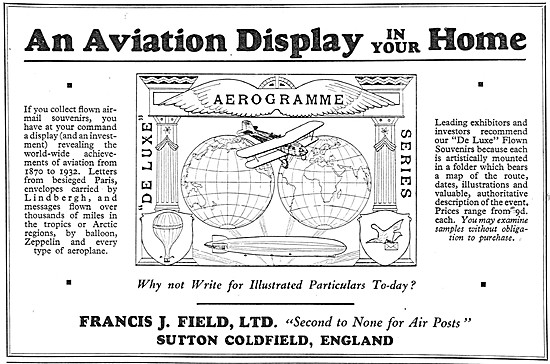 Francis Field Airmail Stamps & Covers                            