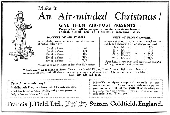 Francis Field Air Stamps & Covers                                