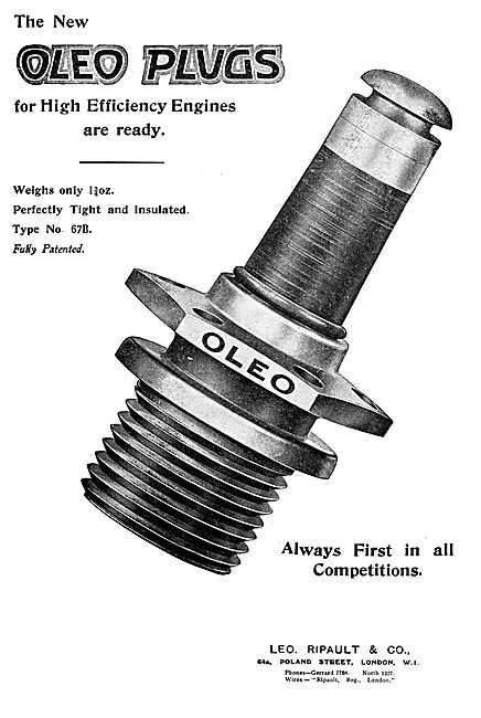 Leo Ripault & Co. OLEO Spark Plugs 1919 Advert                   