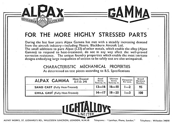 Light Alloys.  Alpax (Modified Aluminium Silicon Alloy)          