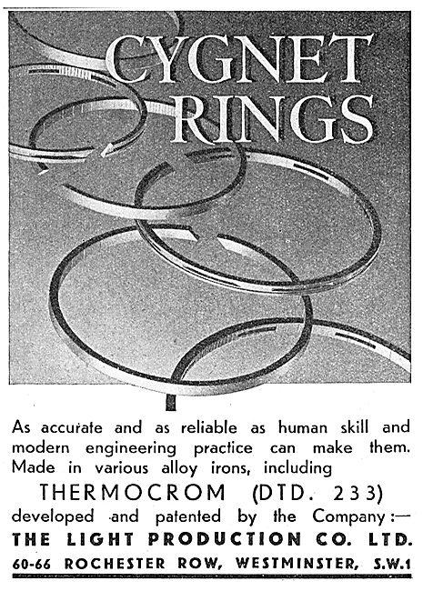 Light Production Co - Aero Engine Thermocron Cygnet Piston Rings 