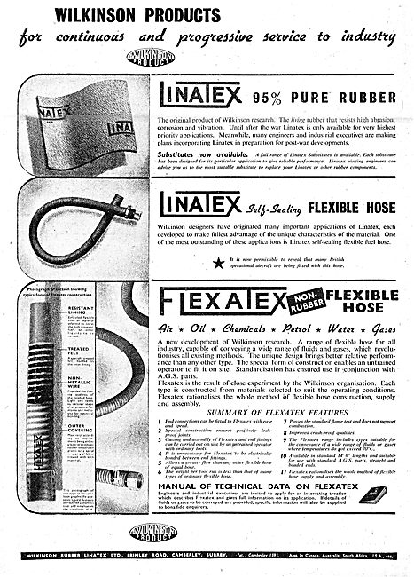 Wilkinson Rubber Linatex. Flexatex Synthetic Rubber Hose         