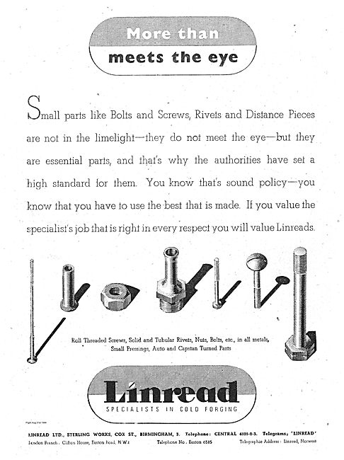 Linread Nuts Bolts And Rivets For Aircraft                       