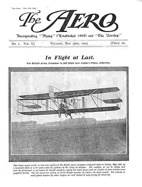 The Aero Magazine Cover May 25th 1909 - British Army Aeroplane   