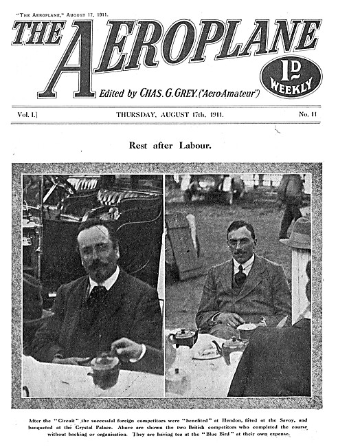 The Aeroplane Magazine Cover August 17th 1911 - Blue Bird        