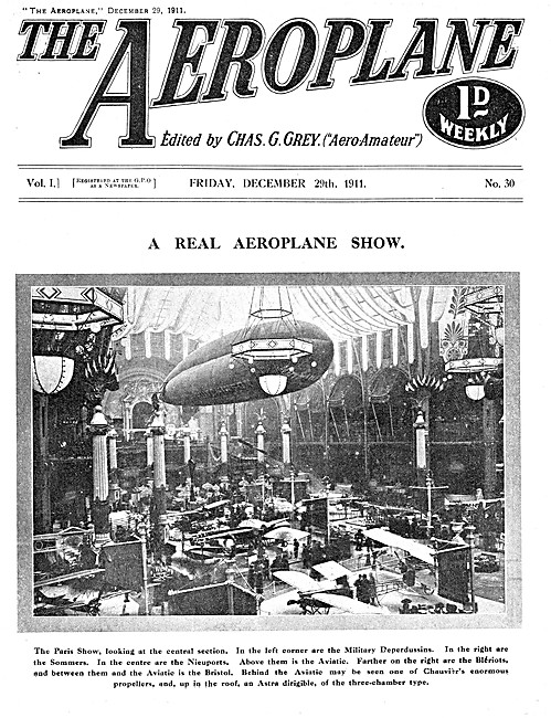 The Aeroplane Magazine Cover December 29th 1911 - Paris Show     