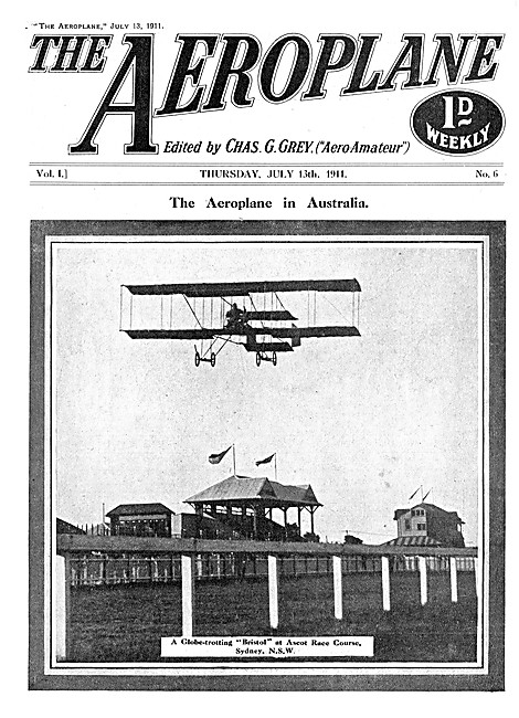 The Aeroplane Magazine Cover July 13th 1911 - Bristol  Over Ascot