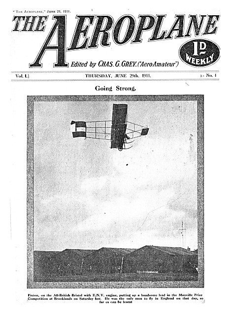The Aeroplane Magazine Cover June 29th 1911 - Manville Pixton    