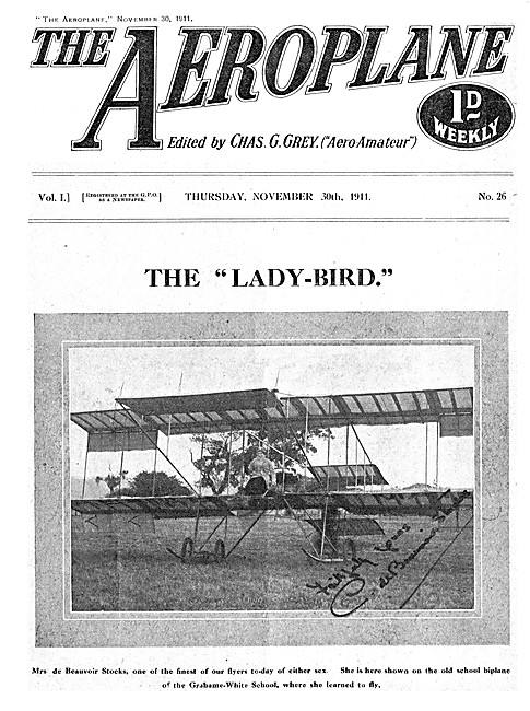 The Aeroplane Magazine Cover November 30th 1911 - Beauvoir-Stocks