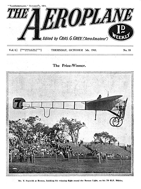  The Aeroplane Magazine Cover October 5th 1911 - Sopwith Bleriot 