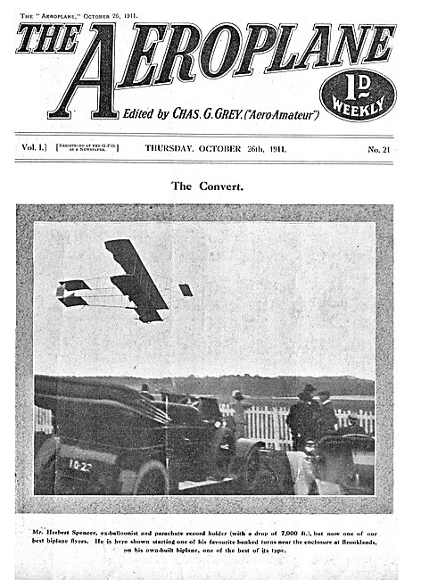 The Aeroplane Magazine Cover October 26th 1911 - Herbert Spencer 