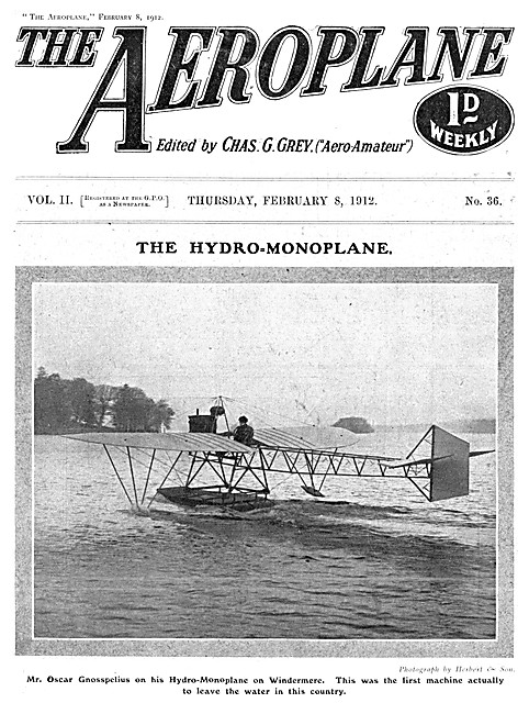 The Aeroplane Magazine Cover February 8th 1912  Oscar Gnosspelius