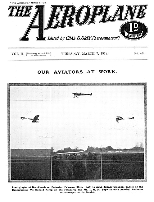 The Aeroplane Magazine Cover March 7th 1912 - Kemp Flanders Mono 