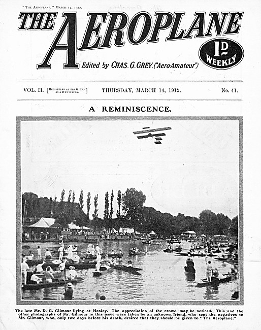 The Aeroplane Magazine Cover March 14th 1912 - Gilmour At Henley 