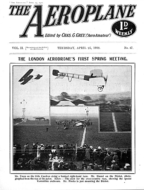 The Aeroplane Magazine Cover April 25th 1912  Ewen Caudron Hendon