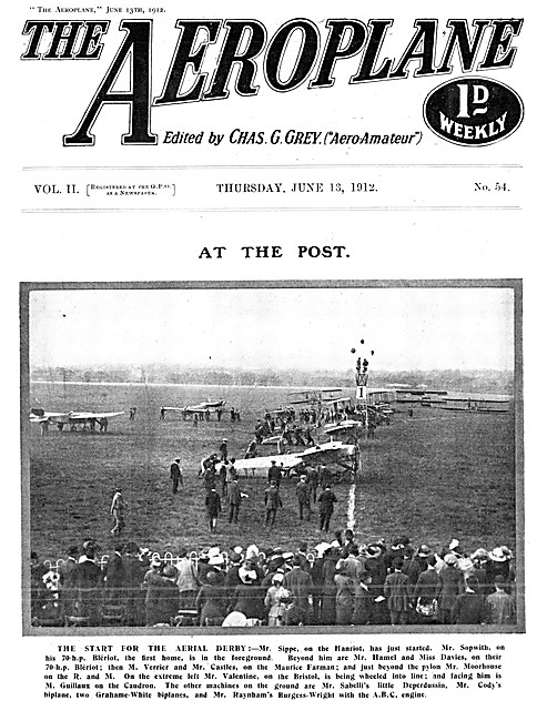 The Aeroplane Magazine Cover June 13th 1912 - Sippe Hanriot      