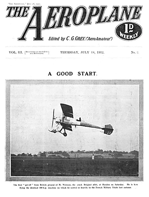 The Aeroplane Magazine Cover July 18th 1912 - Breguet Hendon     