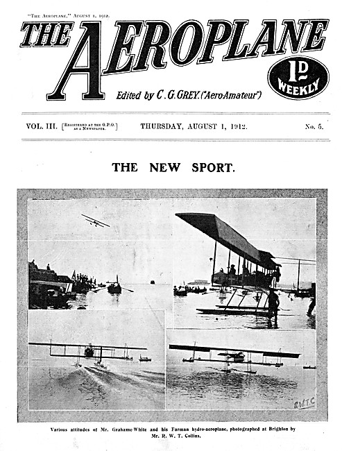 The Aeroplane Magazine Cover August 1st 1912 - Brighton Farman   