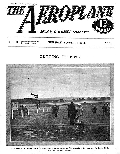 The Aeroplane Magazine Cover August 15th 1912 - Hanriot No.1     