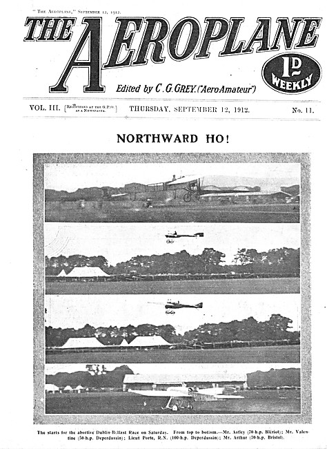 The Aeroplane Magazine Cover September 12th 1912 - Lieut Porte RN