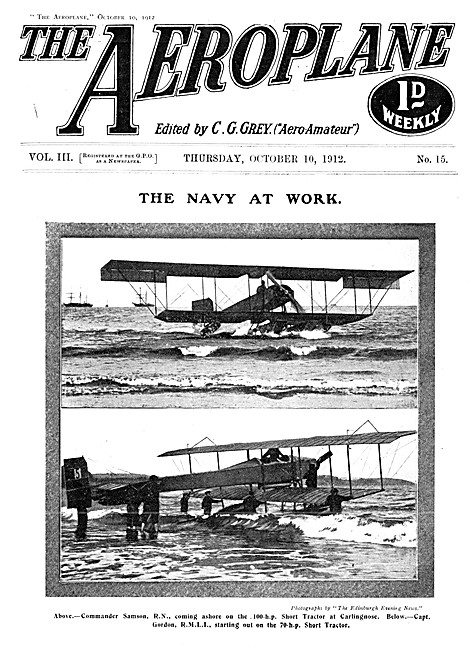 The Aeroplane Magazine Cover October 10th 1912 - Short Tractor   