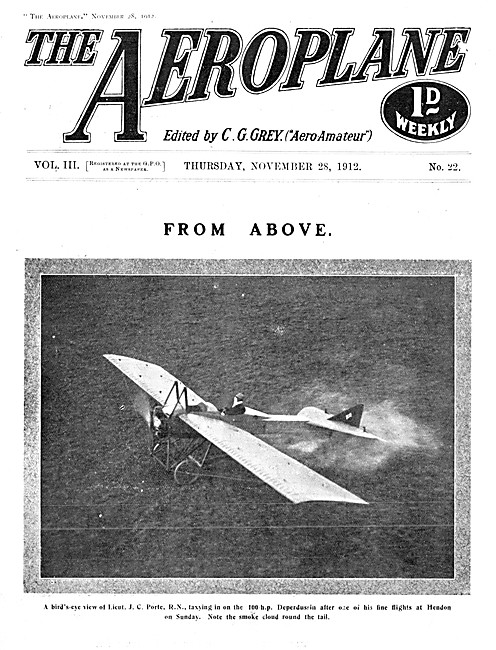 The Aeroplane Magazine Cover November 28th 1912 - Deperdussin    