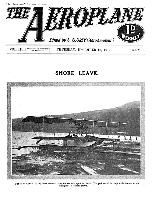 The Aeroplane Magazine Cover December 19th 1912 - Curtiss        