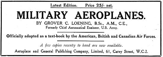 Military Aeroplanes By Grover C. Loening                         