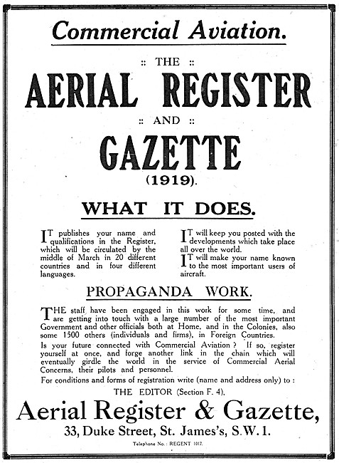 Aerial Register & Gazette. Pilot Recruitment Register            