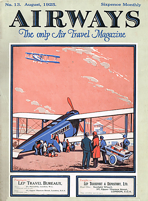 Airways Magazine Cover  August 1925 - Lep Travel Bureaux         