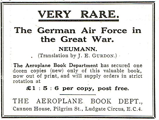 The German Air Force In The Great War - Very Rare £1:5:6 Per Copy