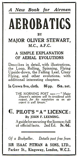 Aerobatics By Major Oliver Stewart  5s Net                       