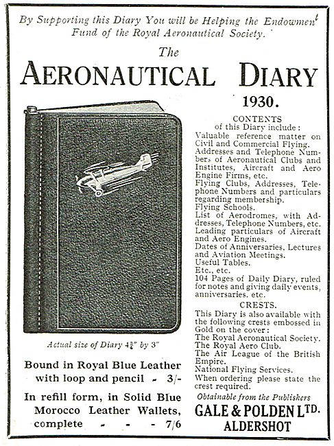 The Aeronautical Diary 1930 3/-                                  
