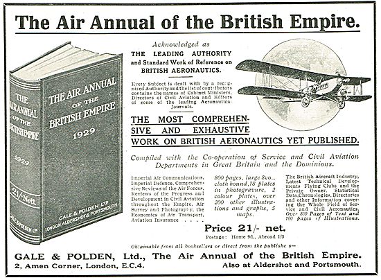 The Air Annual Of The British Empire - Gale & Polden 21/- Net    
