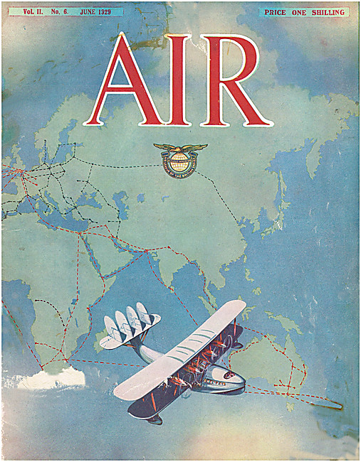 Air Magazine Cover June 1929 - World Air Routes Flying Boat      