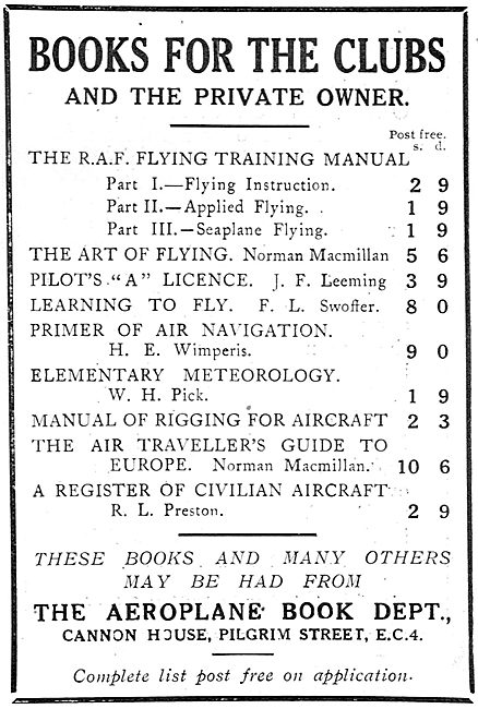 Books For The Flying Clubs & The Private Aircraft Owner          