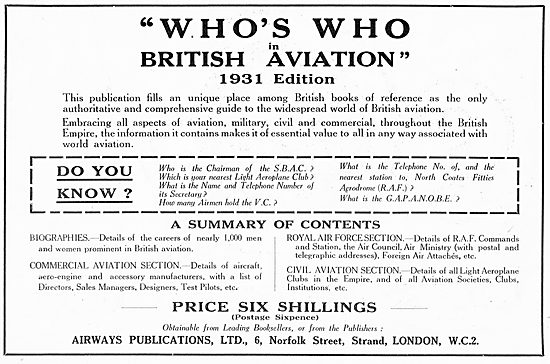 Who's Who In British Aviation                                    