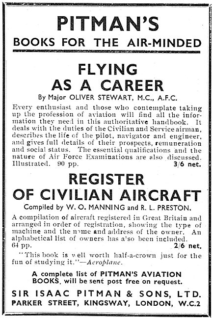 Flying As A Career By Major Oliver Stewart MC AFC                