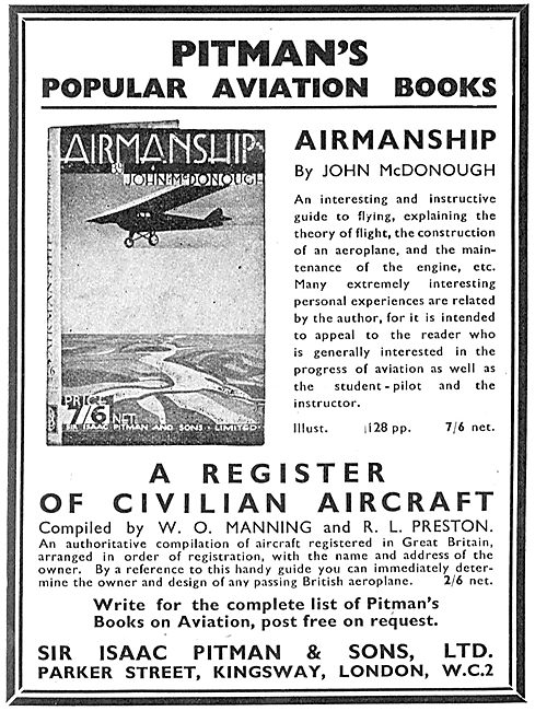 A Register Of Civilian Aircraft By W.O. Manning & R.L.Preston    