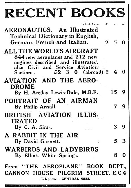 The Recent Book List From The Aeroplane Book Dept                