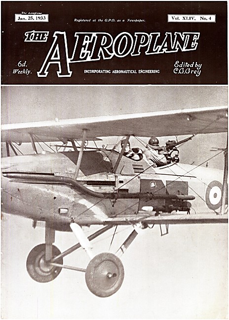 The Aeroplane Magazine Cover January 25th 1933 - Hawker Audax    